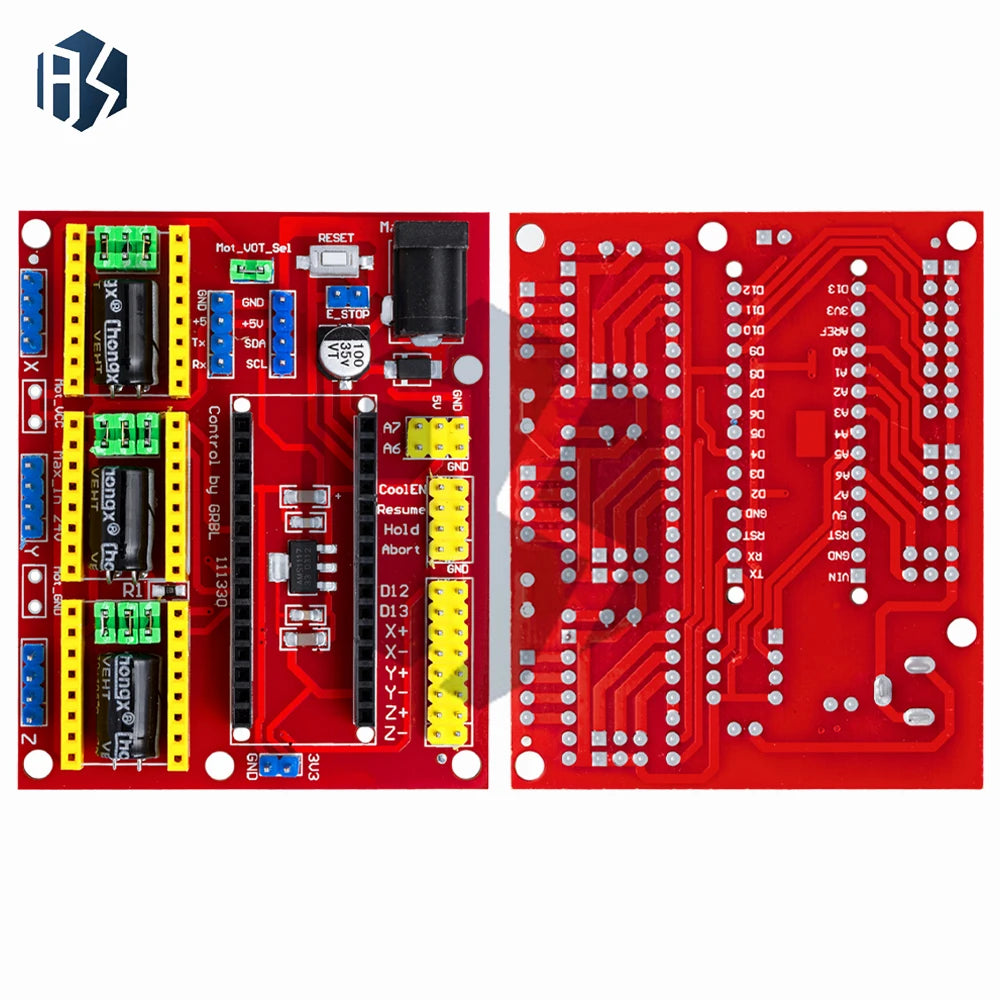 ‌"GRBL-Compatible CNC Shield V4 & Nano 3.0 Bundle with 3x DRV8825 Stepper Drivers – 45V 2.5A Motor Control, 1/32 Microstepping Zpaxo