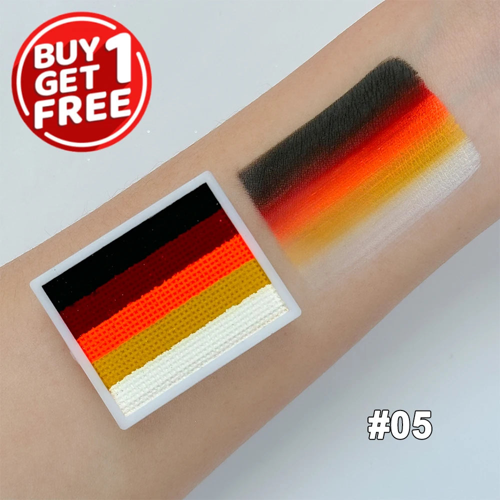 2pcs Rainbow Face & Body Paint,8g Split Cake Non-Toxic Paint Makeup Palette-Vibrant Mixed Colors For Festivals,Butterfly Makeup Zpaxo 05