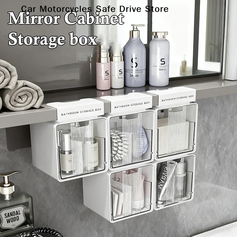 Transparent Bathroom Cotton Stick Makeup Pull-out Storage Drawer Box Zpaxo