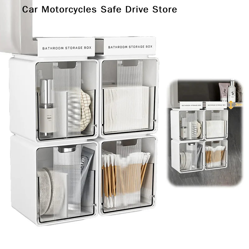 Transparent Bathroom Cotton Stick Makeup Pull-out Storage Drawer Box Zpaxo