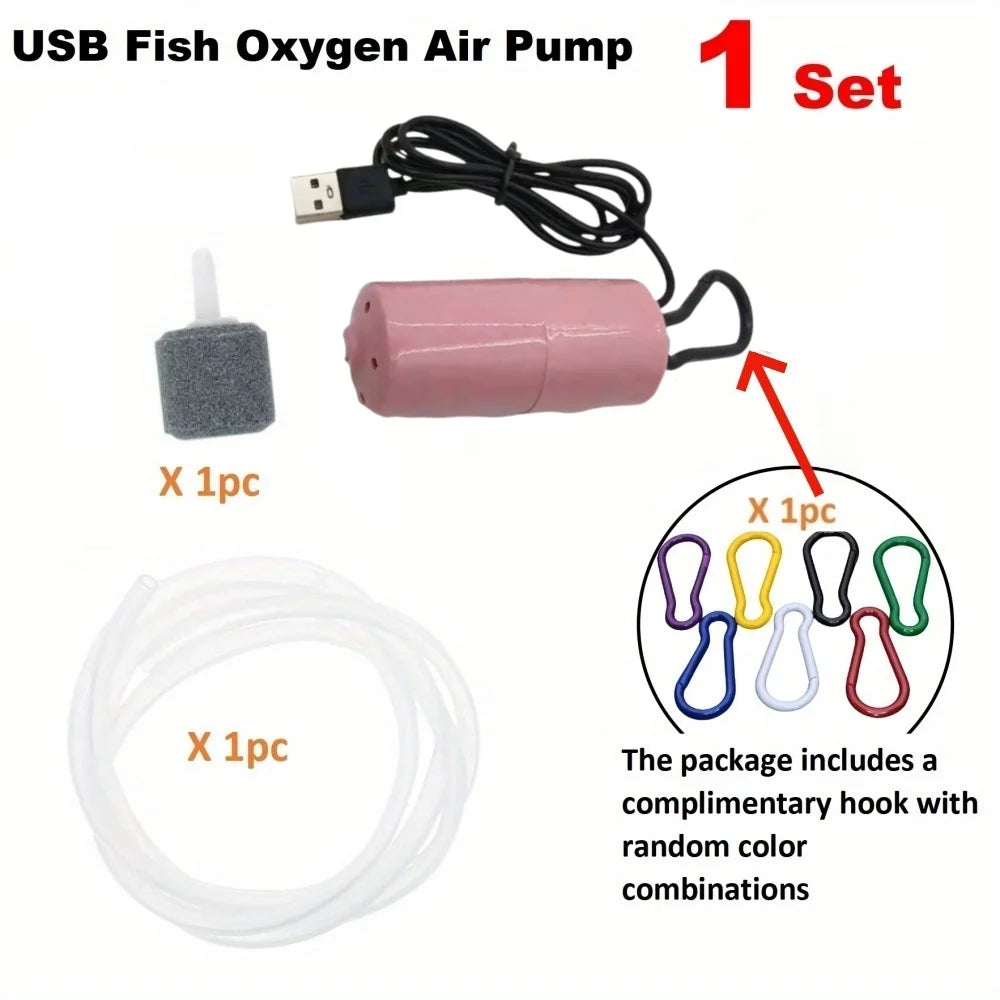 Aquarium Oxygen Air Pump Fish Tank USB Silent Compressor Aerator Zpaxo Pink