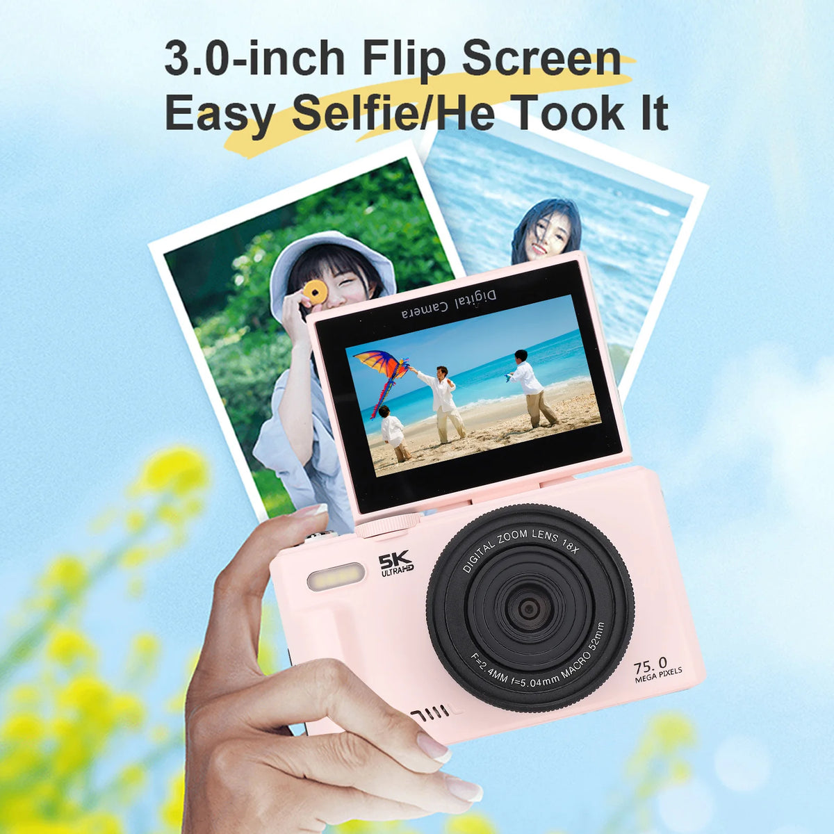 Wifi 75MP Vlog Camera Multifunctional Lightweight 18X Digital Zoom Zpaxo