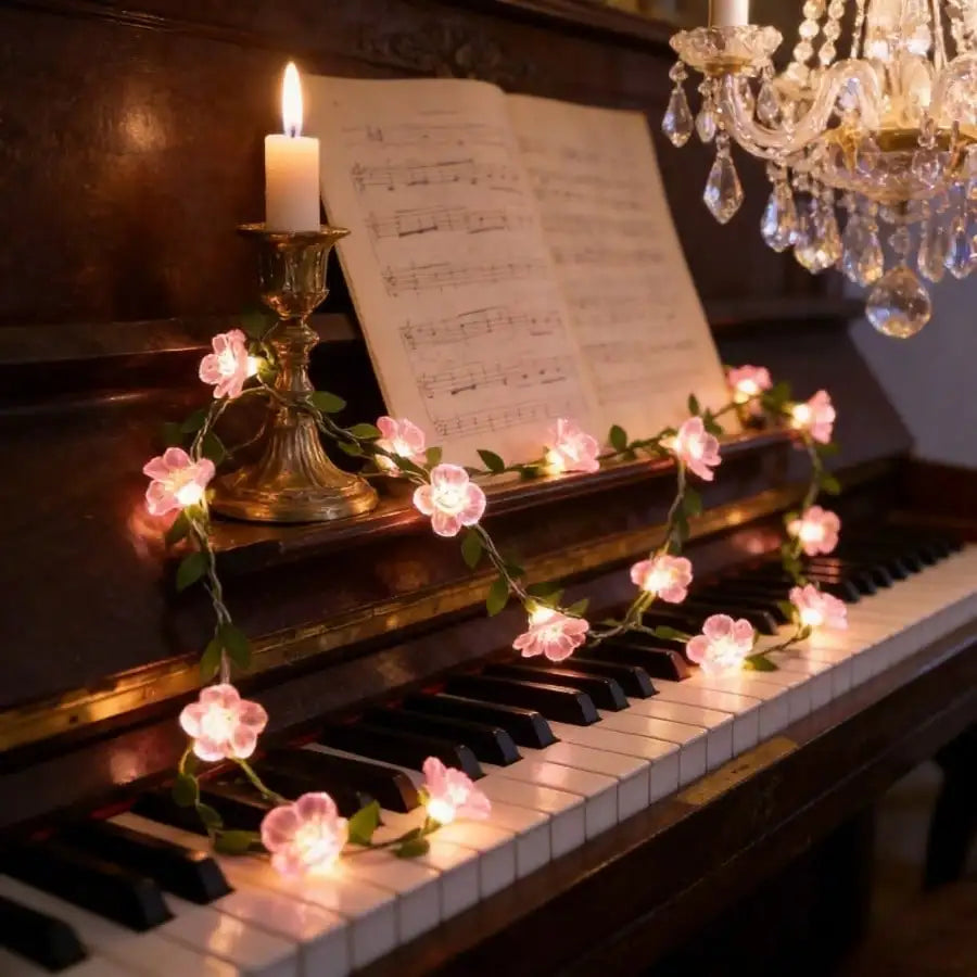 Pink LED Cherry Blossom String Lights Batteries Not Included Battery Zpaxo