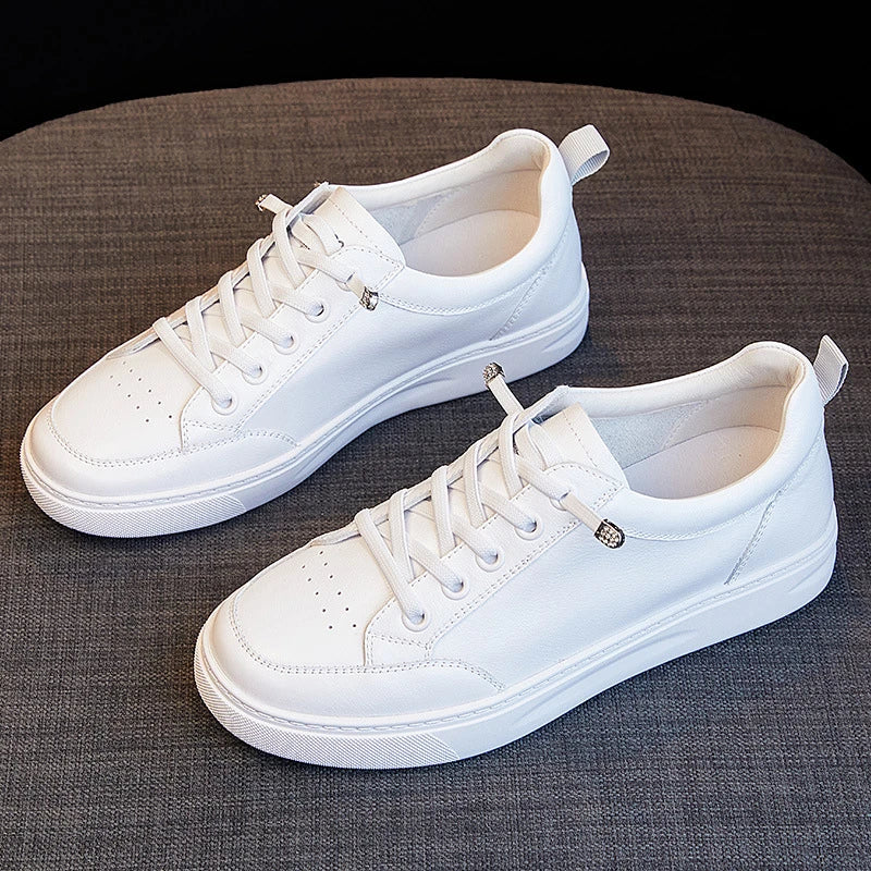 2026 Leather White Sneakers Women Spring Autumn Slip Lazy Elastic Zpaxo 115801 White 42 China Mainland