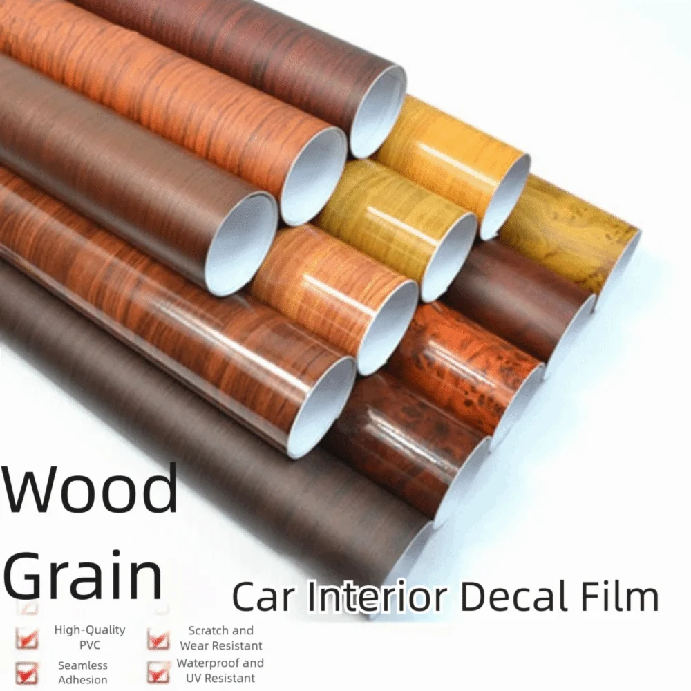 Bubble Wood Grain Decal Stickers Vintage Stretchable Vehicle DIY Film Zpaxo