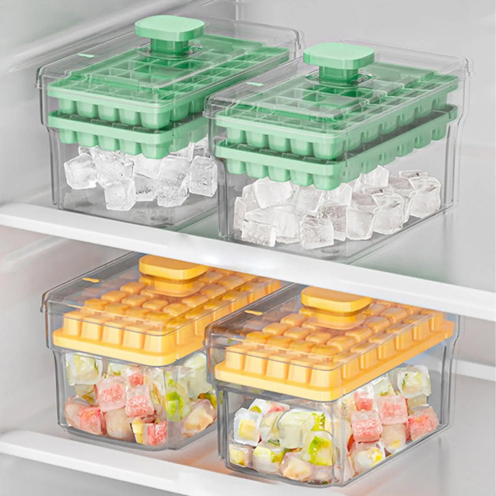 Ice Tray 68 Cube Press Release Silicone Mold Storage Box Stackable Zpaxo