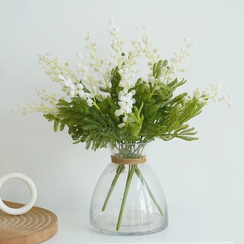 Fake Acacia Artificial Flowers Yellow Mimosa Spray Cherry Fruit Zpaxo
