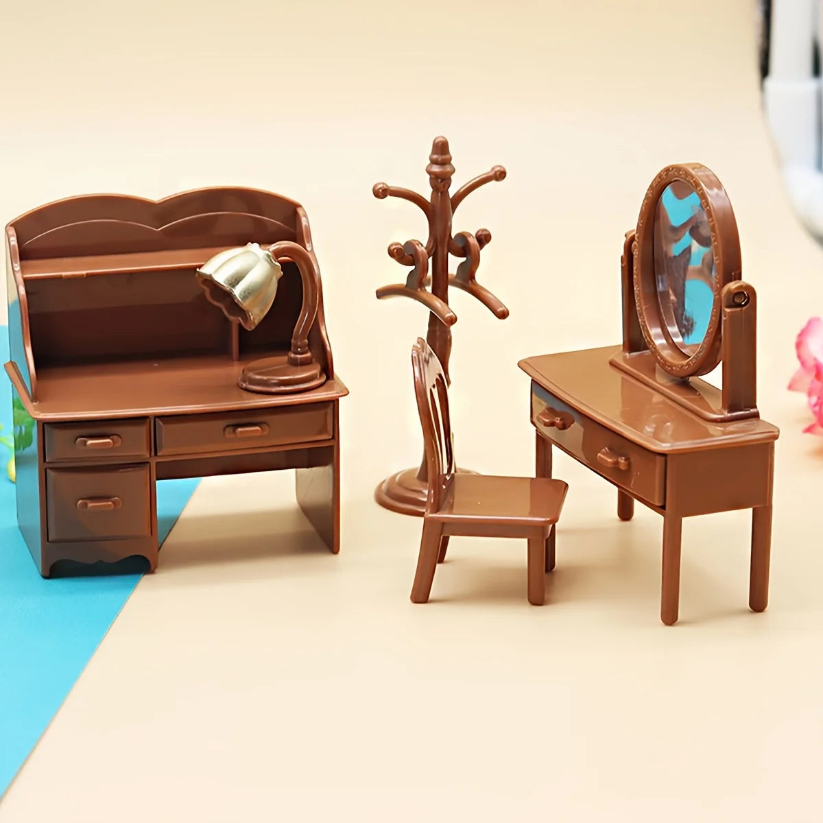 Miniature Planting Scene Vintage Dressing Table Bedroom Dollhouses Zpaxo