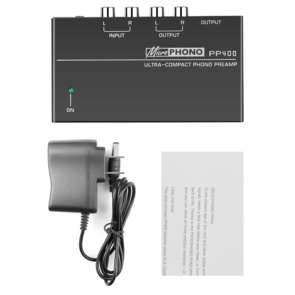 PP400 Ultra-compact Phono Preamp Preamplifier Home Mini Audio Zpaxo PP400 EU Plug