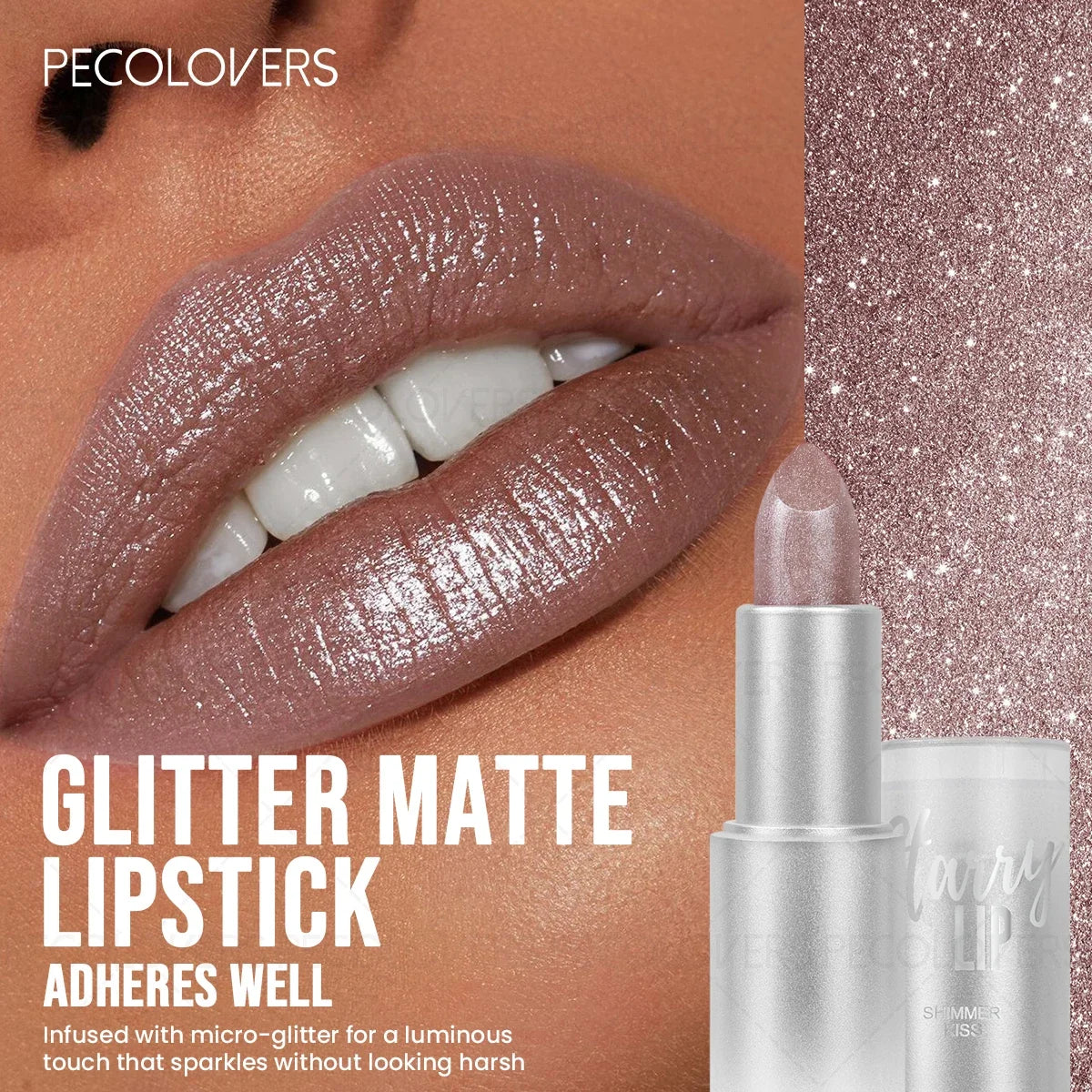 Sparkling Pearlescent Lipstick Long-lasting Shimmering Glitter Finish Zpaxo