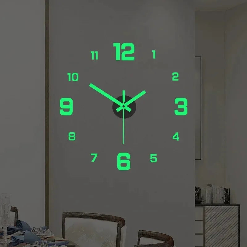 Luminous 3D Frameless Acrylic Wall Clock Digital Silent Living Room Zpaxo Luminous-glowing 40CM