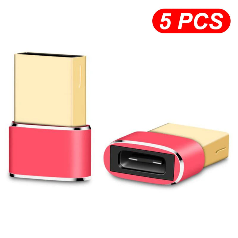 1- USB 2 0 C Adapter Female Male OTG Converter Macbook Iphone Xiaomi Zpaxo 5PCS Red