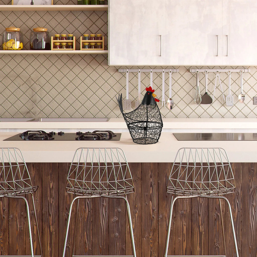 Creative Hen Shape Egg Storage Basket Decorative Metal Wire Kitchen Zpaxo