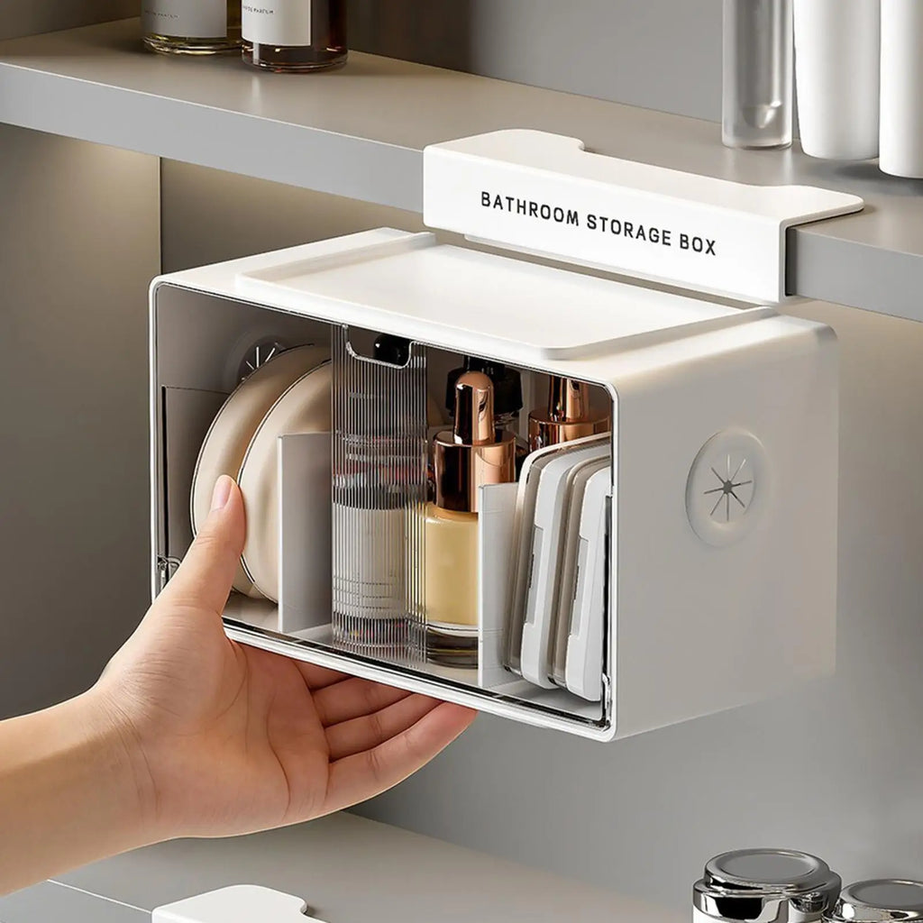 Bathroom Vanity Organizer Clear No-drill Removable Box Small Zpaxo