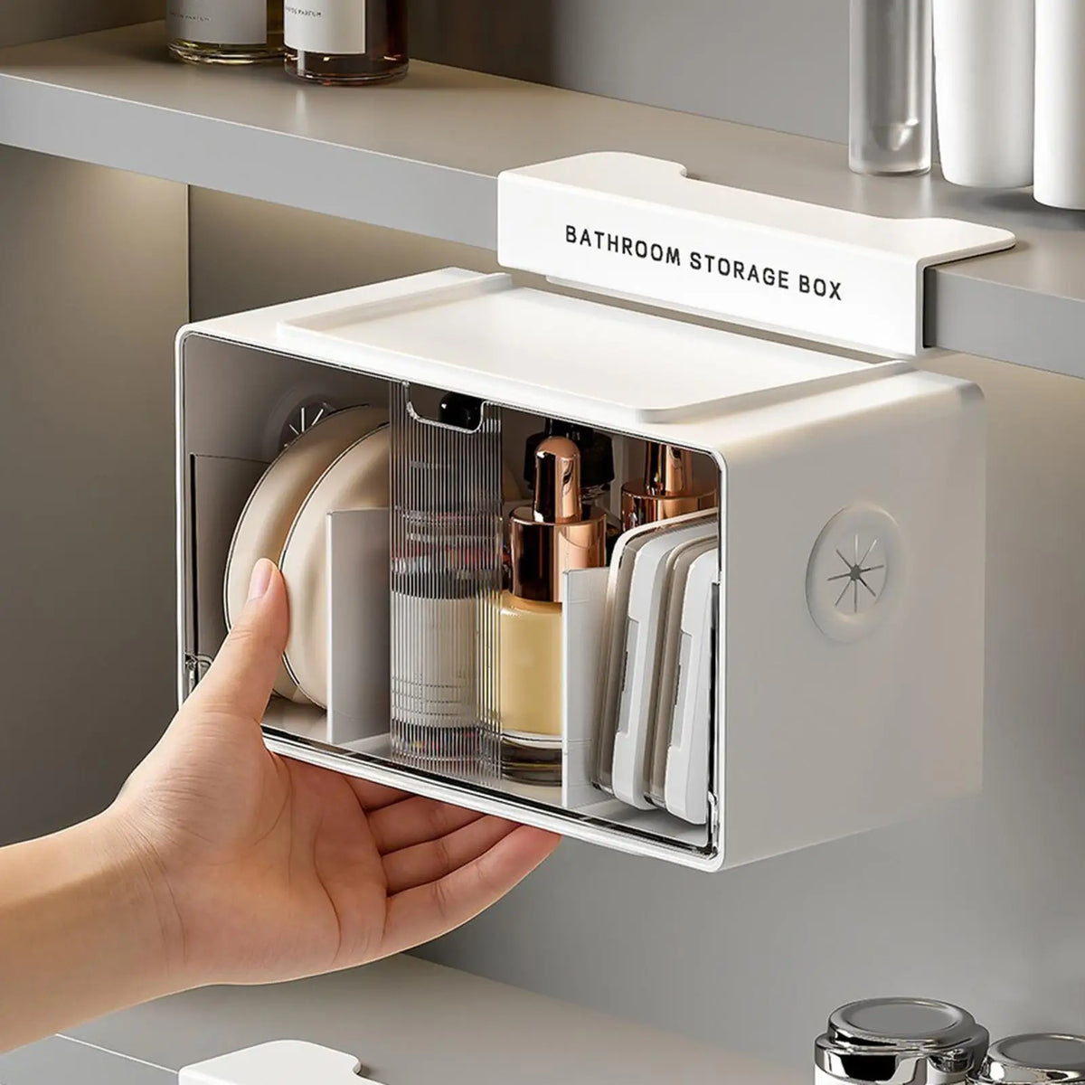Bathroom Vanity Organizer Clear No-drill Removable Box Small Zpaxo