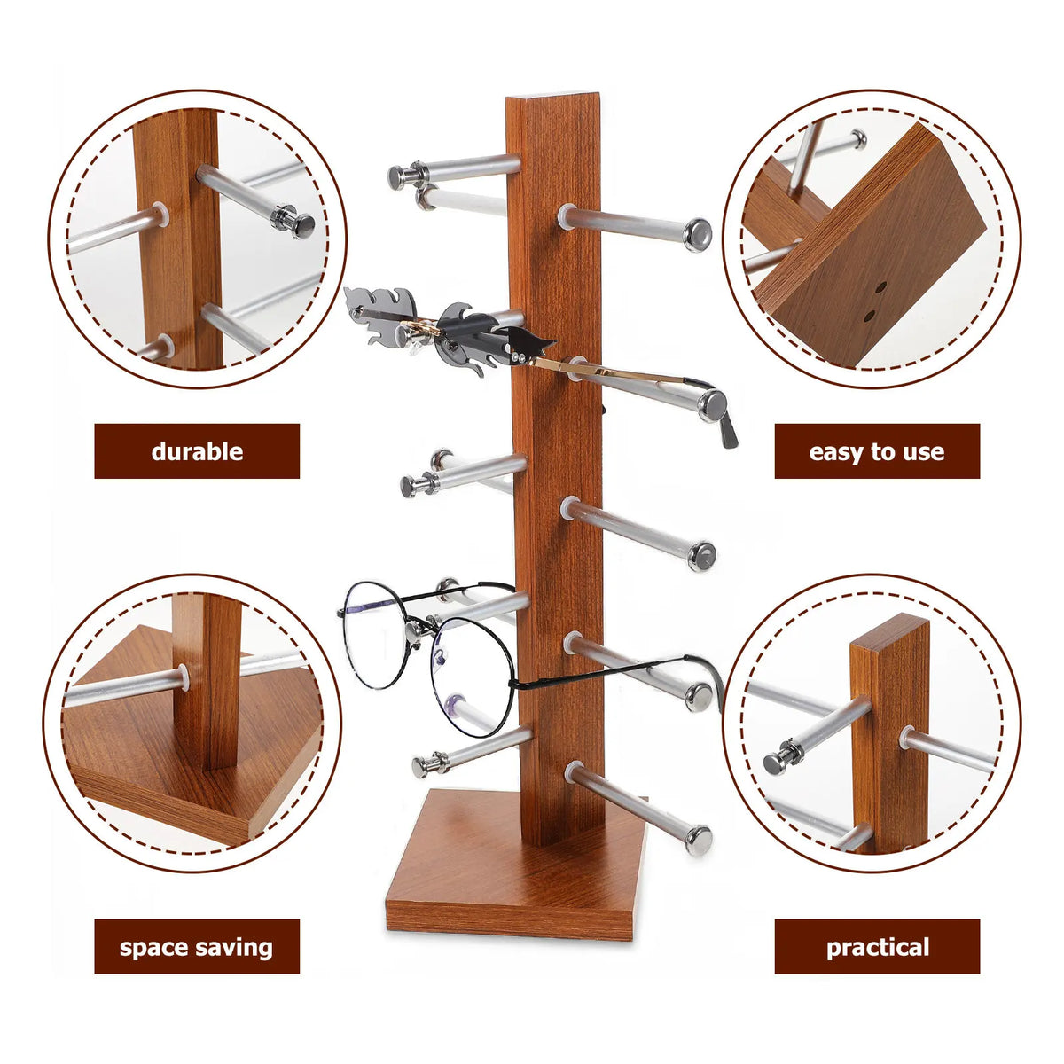 Space-saving Multi-tier Glasses Holder Stand Desktop Display Rack Zpaxo