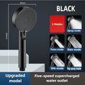 5 Mode Pressure Boost Shower Head Multifunction Adjustable Large Water Yield Shower Nozzle Massage Shower Bathroom Accessory Zpaxo black shower head