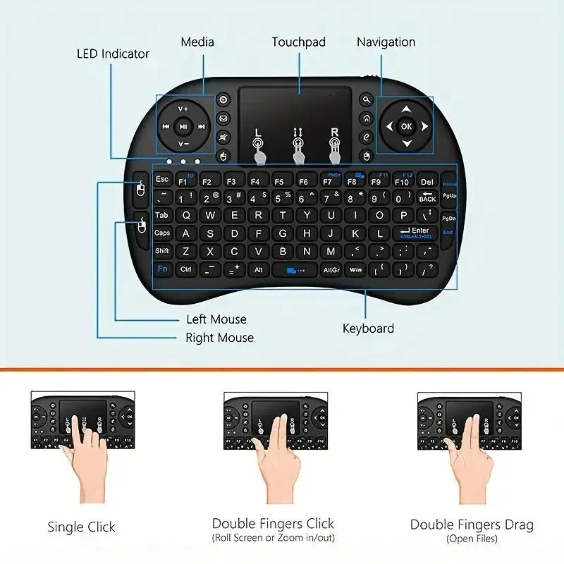 Mini Wireless Keyboard 2.4G No Backlit Air Mouse Touchpad Remote For PC Laptops Android TV Keyboard Accessory Remote Accessories Zpaxo