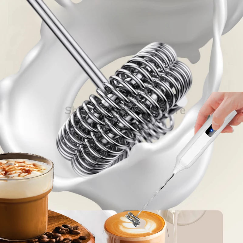 Wireless Milk Frothers Electric Handheld Blender Electrical Mini Coffee Maker Whisk Mixer with USB for Coffee Cappuccino Cream Zpaxo