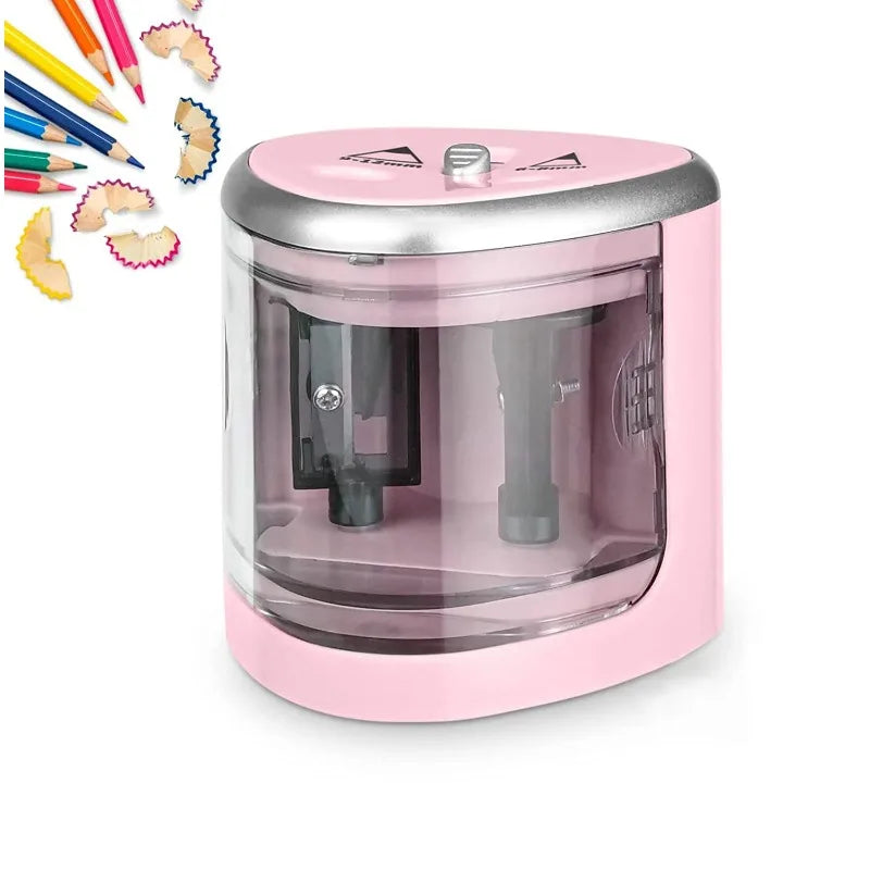 Upgraded Two-hole Electric Pencil Sharpener Automatic Heavy Duty Fast Zpaxo pink