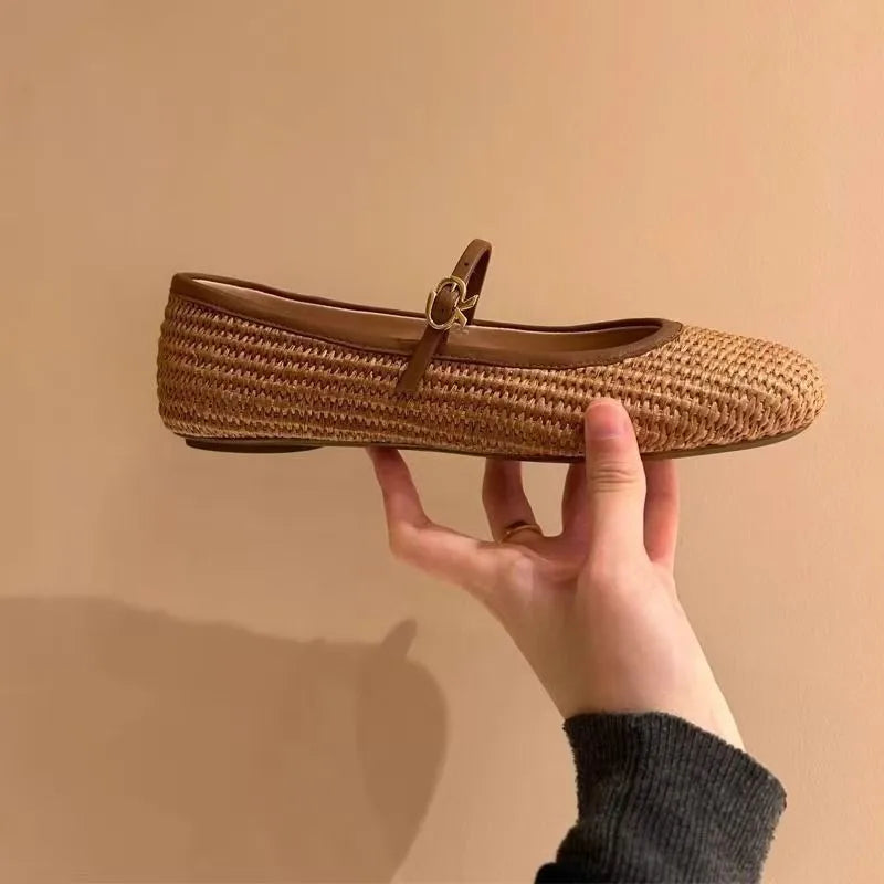 Spring Summer 2025 Shoes Weaving Hollow Out Design Sandals Square Toe Zpaxo