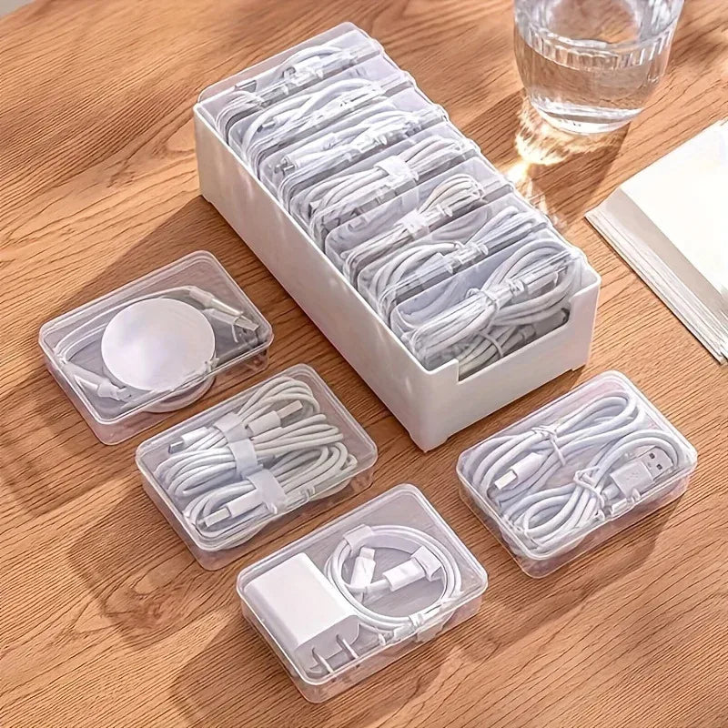 Transparent Plastic Data Cable Storage Box Household Mobile Phoner Zpaxo