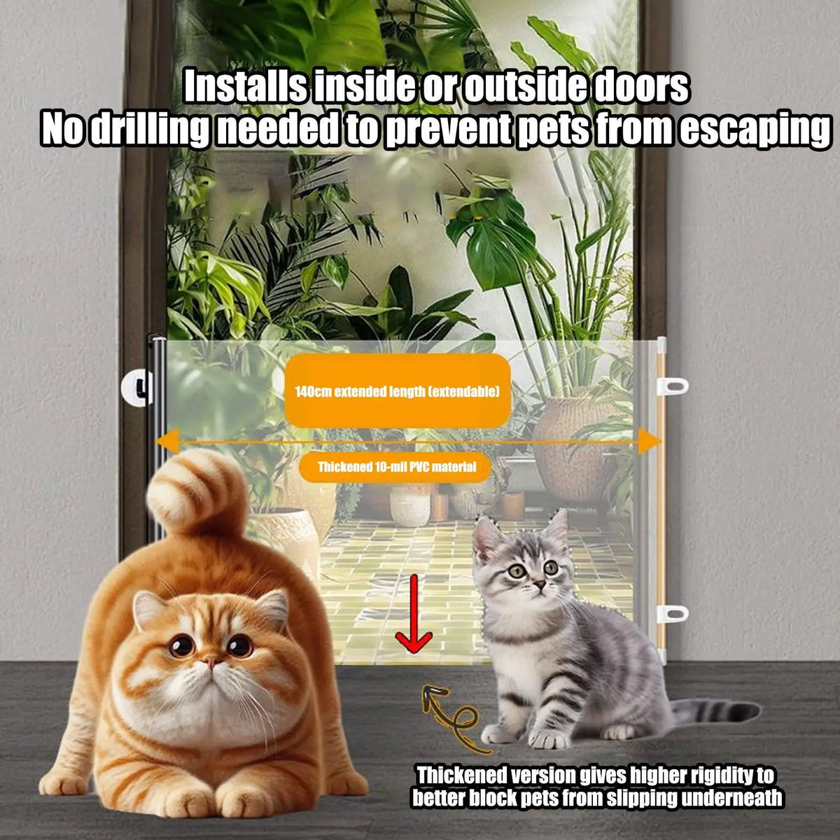 Retractable Dog Gate Portable Gates Dogs Expandable Folding Barrier Zpaxo