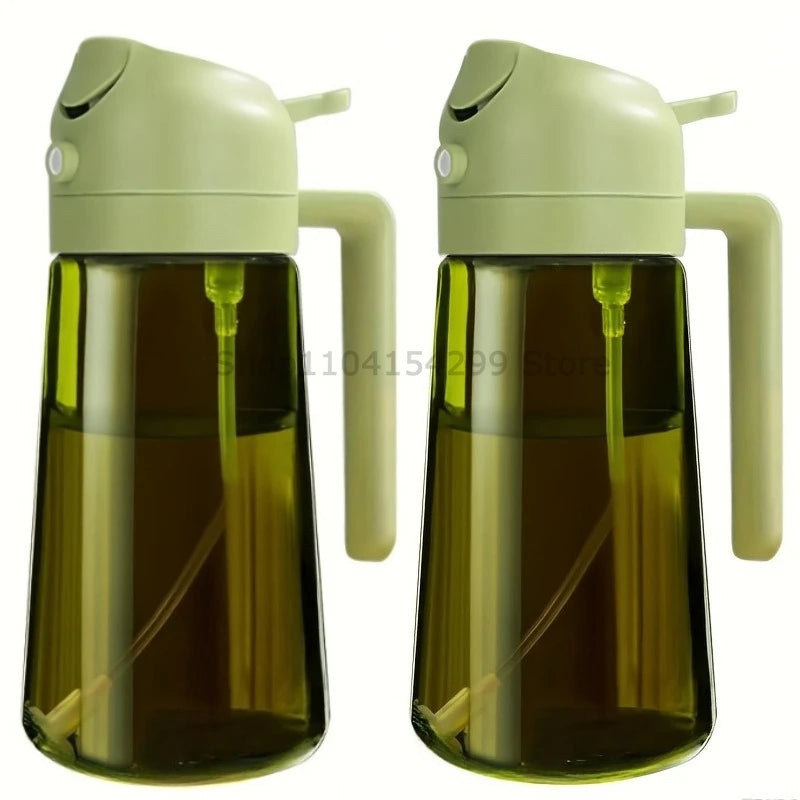 2-in-1 Oil Sprayer Dispenser Olive Oil Dispenser Oil Spray Bottle Plastic Spray Bottle for Cooking Air Fryer BBQ Baking Salad Zpaxo 2pcs Green