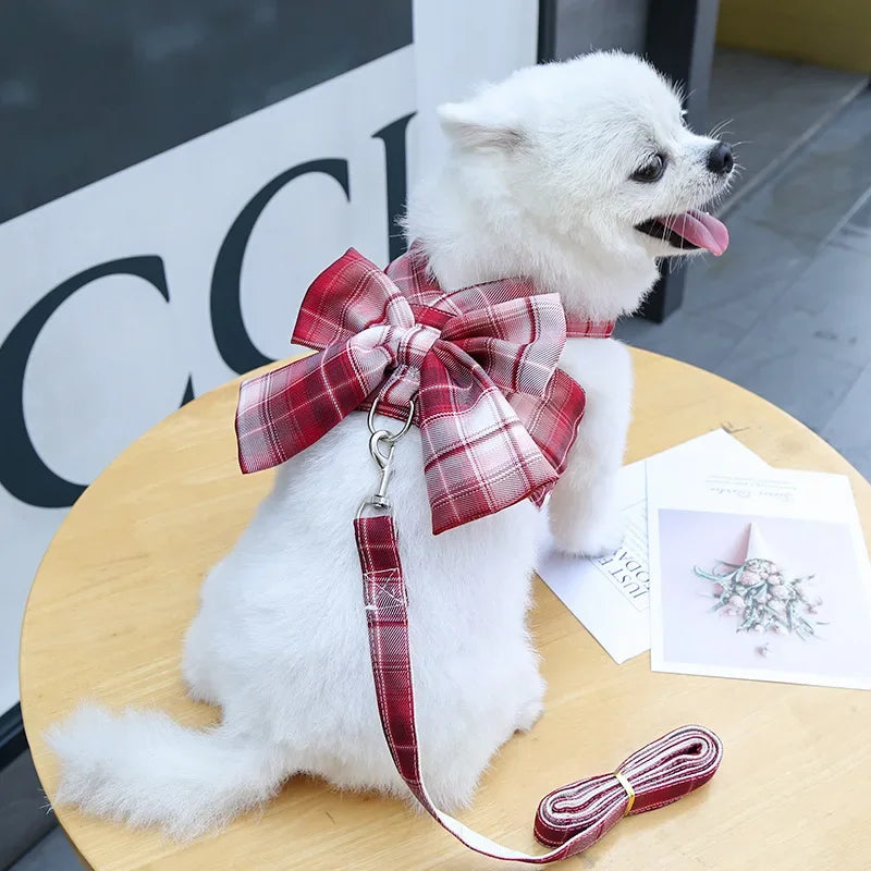 Pets Dog Harness Leash Adjustable Bowknot Cute Dogs No Pull Soft Mesh Zpaxo