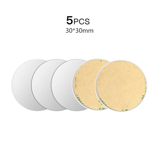 5pcs Magnetic Metal Plate Magnetic Car Phone Metal Plate Disk Universal Metal Disk Sticker Mount Mobile Phone For iPhone Xiaomi Zpaxo 5PCS Silver 30x30
