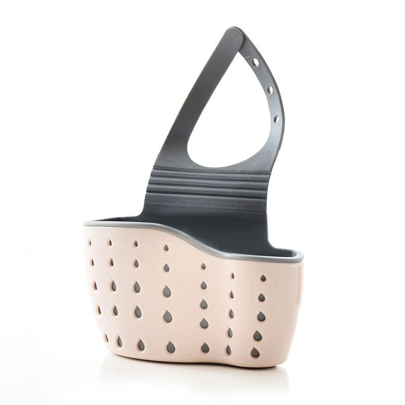 Adjustable Press Button Sink Draining Hanging Basket Kitchen Storage Zpaxo pink-1pc