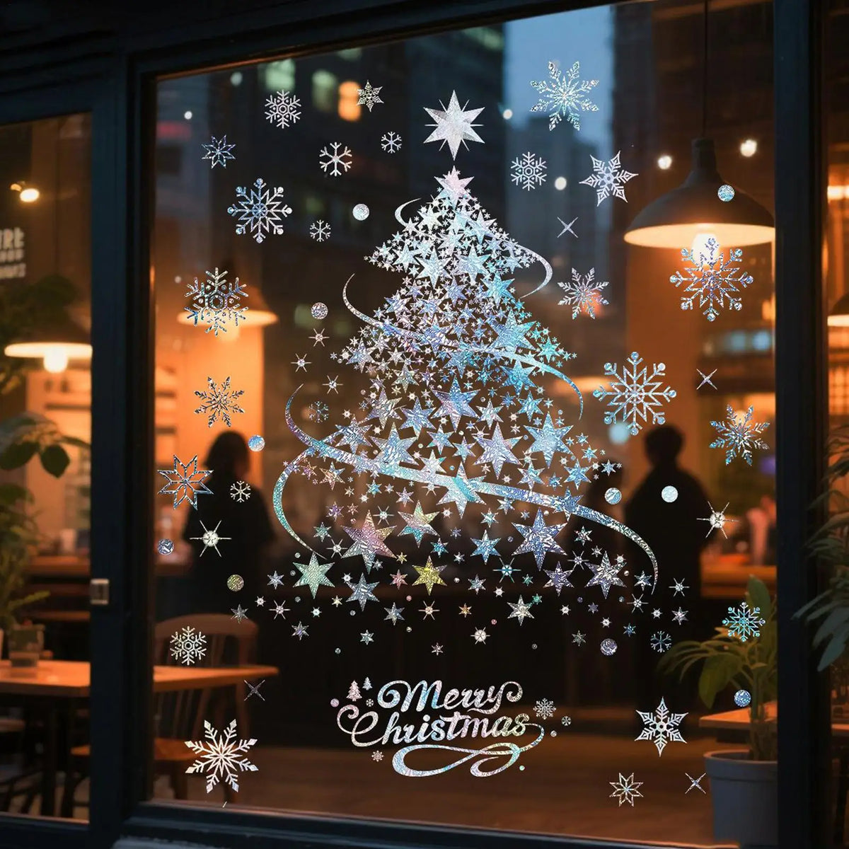 Christmas Window Decals 2 Sheets Reusable Static Clings Tree Seasonal Zpaxo