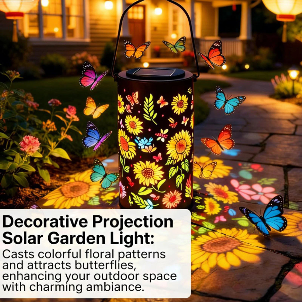 Colorful Sunflower Glow Solar Garden Lantern Shadow Light Waterproof Zpaxo