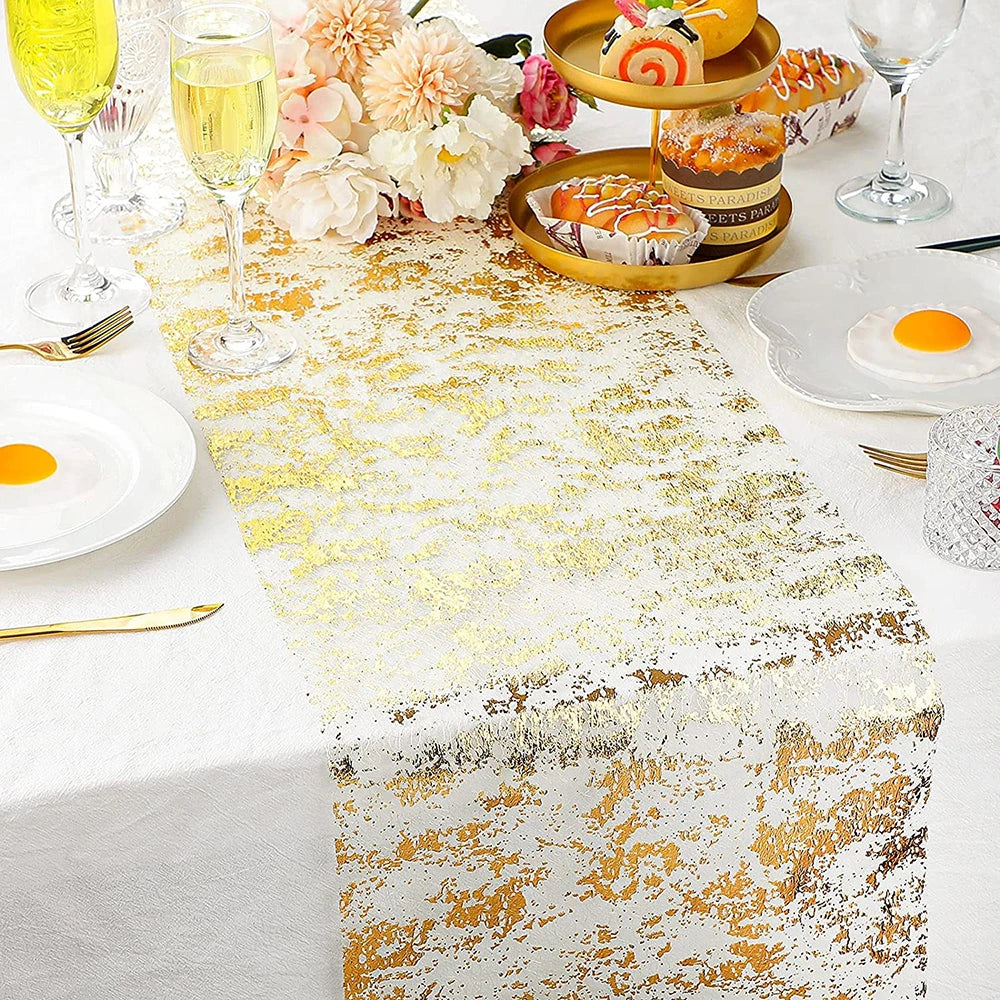 Gold Table Runner Metallic Glitter Cloths Roll Rectangle Birthday Zpaxo