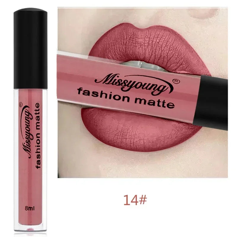 Makeup Lipstick Matte Brown Nude Chocolate Liquid Lip Gloss Batom Zpaxo 14