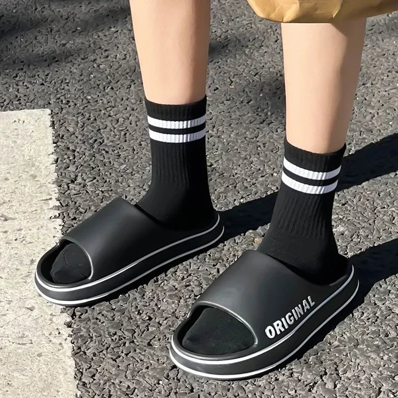 Summer Women Man Solid Letter Mens Slippers Shoe Woman Thick Sole Zpaxo