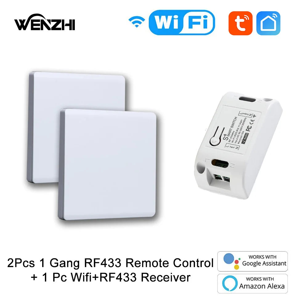 Wifi RF 433 Mhz DIY Light Switch Module Receiver Relay 86 Portable Wireless Remote Control Tuya Smart Life Alexa Google Home Zpaxo 1Switch2 receiver1 China Mainland