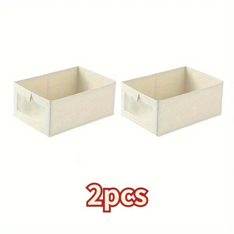 1 Foldable Wardrobe Storage Box Multifunctional Organizer Clothes Zpaxo beige-2pcs