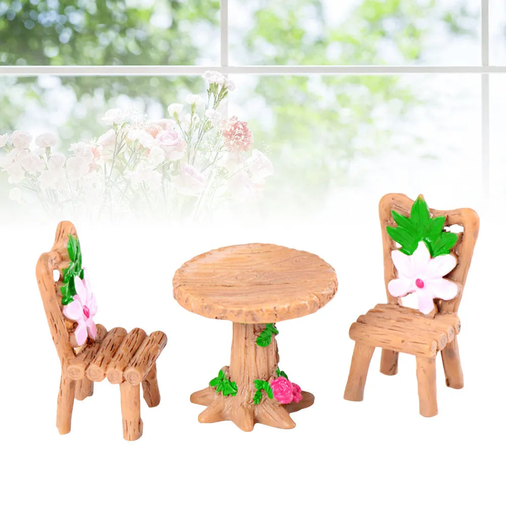 Moss Micro Landscape Succulent Plants Decoration Resin Table Chair Zpaxo