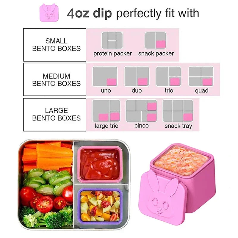 Silicone Lunch Box Sauce Divider Cup Lid Square Small Fits Most Bento Zpaxo