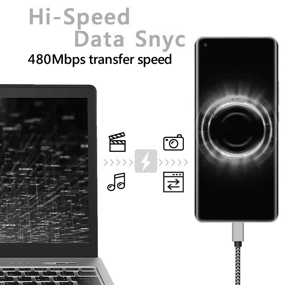 USB Type C Charger Cable Date Sync Fast Charging Nylon Braided Wire Charger Cable For Samsung Huawei Android Type C Mobile Phone Zpaxo