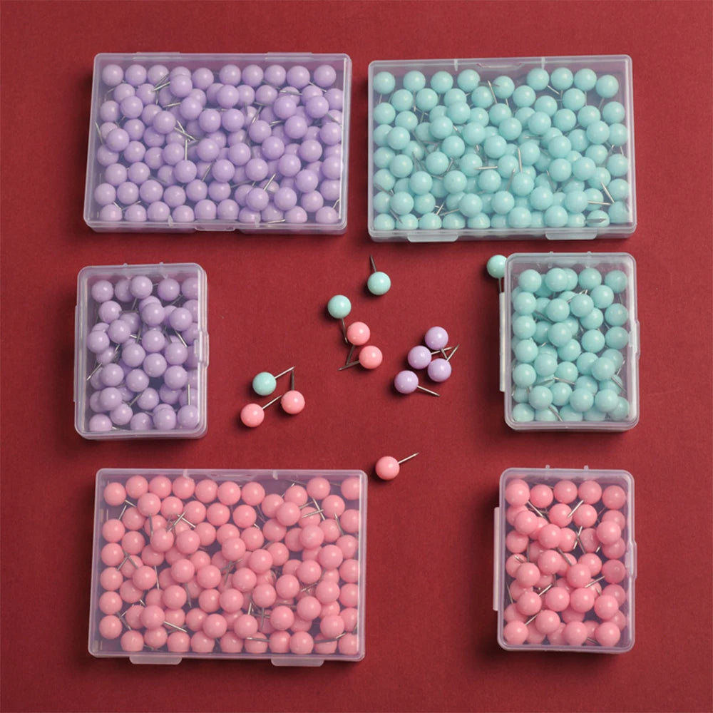 Push Pins Map Tacks with Plastic Beads Head for Cork Board Multi-Color Map Pins for Travel Map Board Pins Bulletin Board Office Zpaxo