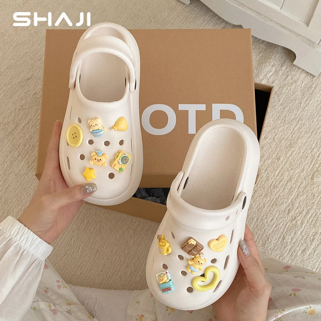 Women 2026 Cute Thick Platform Clogs SHAJI Summer Non Slip Soft Zpaxo