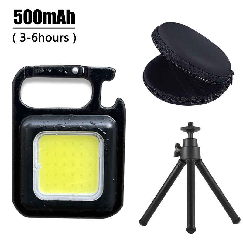 Multi-function LED Portable COB Bright Self Defense Keychain Work Zpaxo 1pc 500mAh set