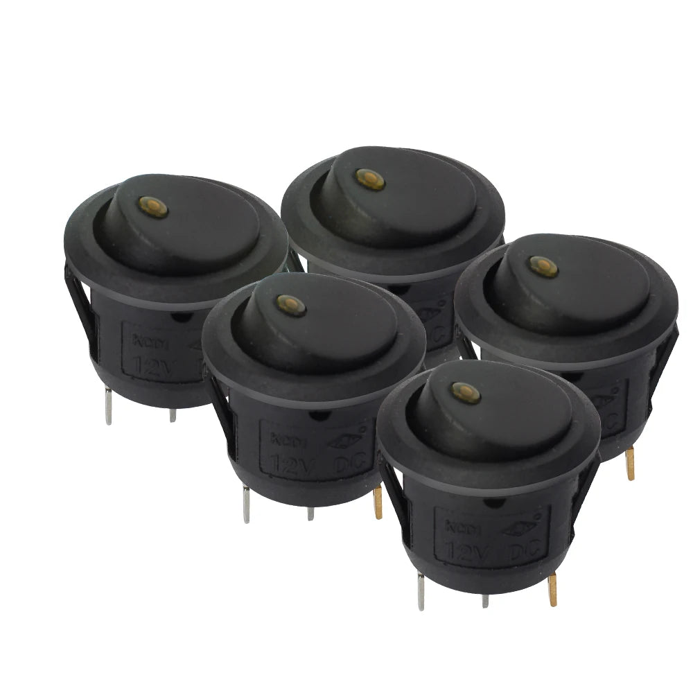 Luminescence Toggle Switches Waterproof 12V OFF LED Light Round Zpaxo 20MM-Yellow A