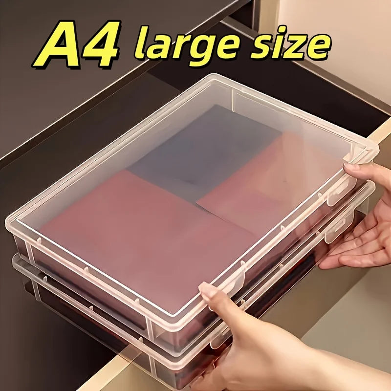 A4 Thickened Large Transparent Flip-top Plastic Storage Box Capacity Zpaxo