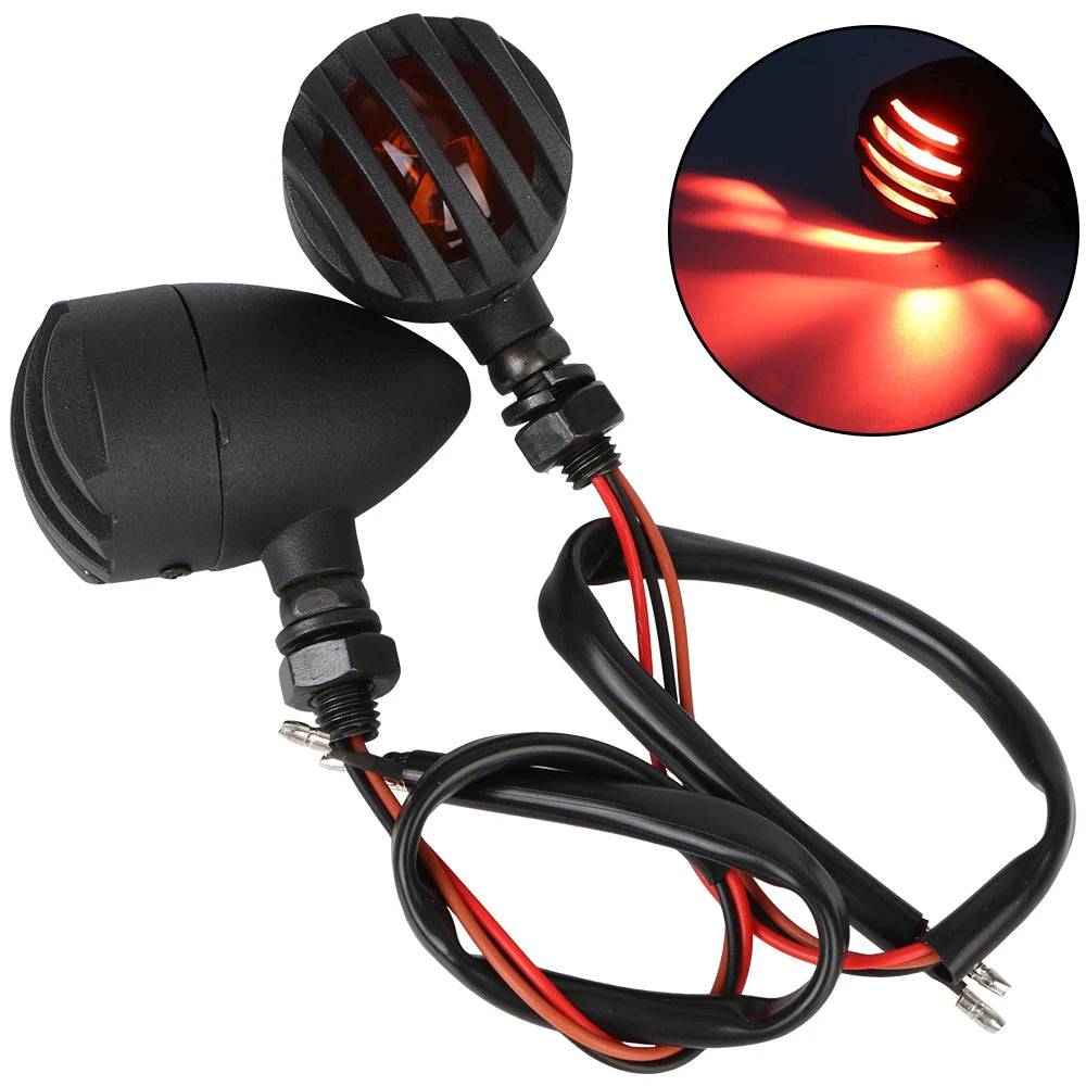 Metal Honda Suzuki Cafe Racer Flasher Halogen Turn Signal Retro Fence Zpaxo Red lens