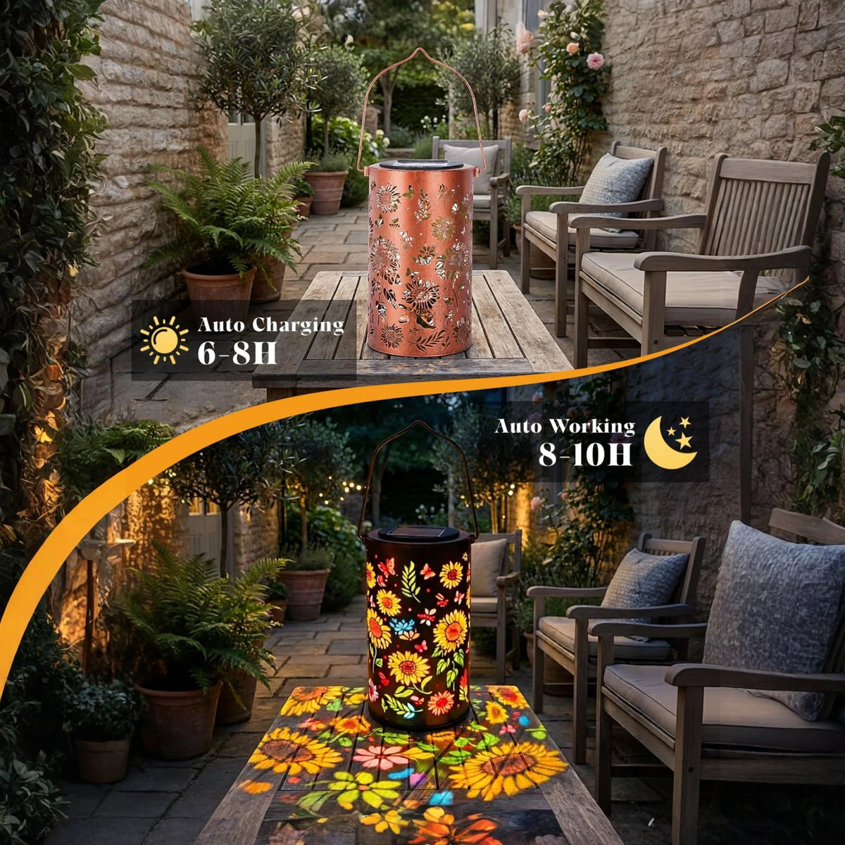 Colorful Sunflower Glow Solar Garden Lantern Shadow Light Waterproof Zpaxo