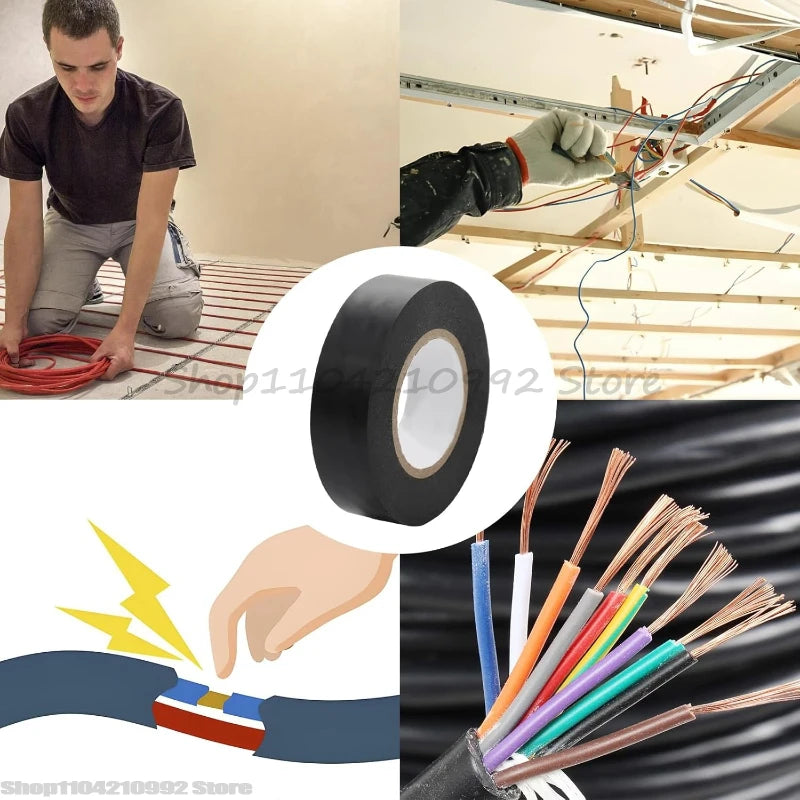 Black Electrical Tape High-Temperature Resistant Electrical Tape Durable Soft Insulating Adhesive Electrical Tape Zpaxo