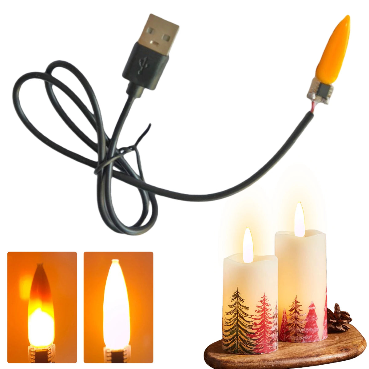 Flame Lamp Circuit Board Usb Interface LED Flicker Effect Wick Zpaxo